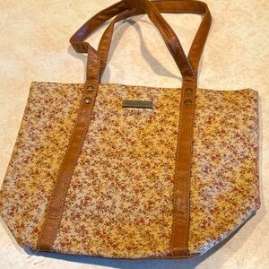 Longaberger Floral Tote with Brown Trim